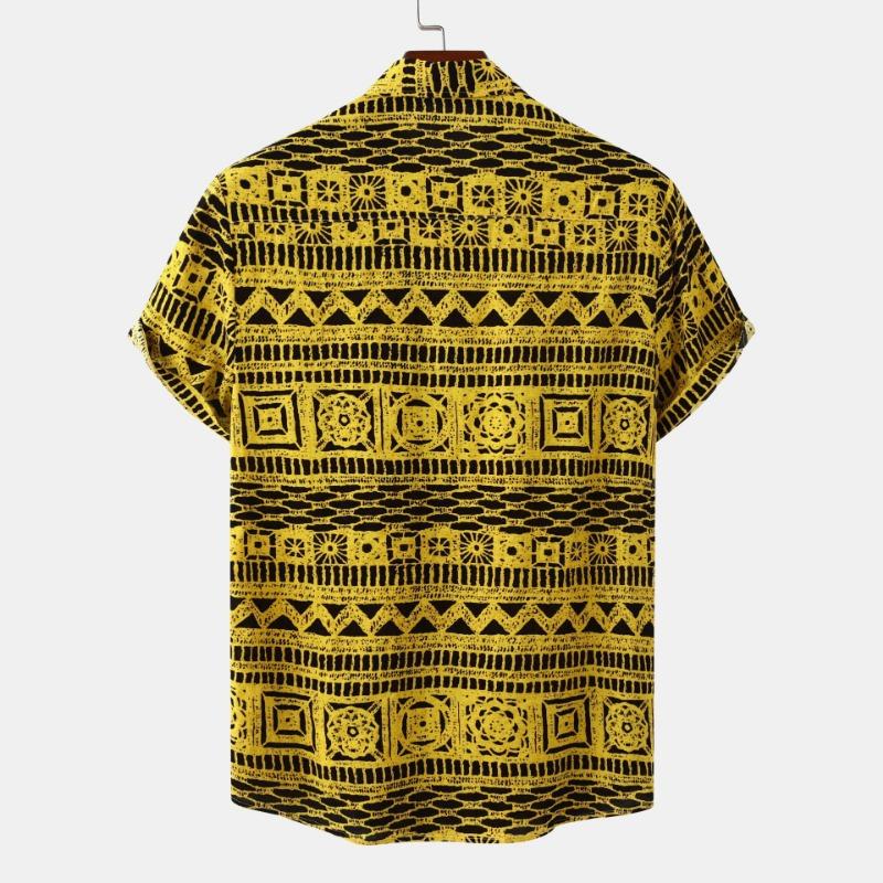 Summer New Ethnic Style Men's Floral Short Sleeve Casual Versatile Fashion Shirt
