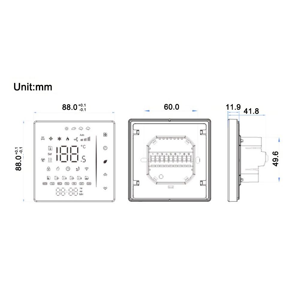 Programmable For Smart Thermostat for TUYU WiFi with Touchscreen and Remote Temperature Control via For Smart for Life App