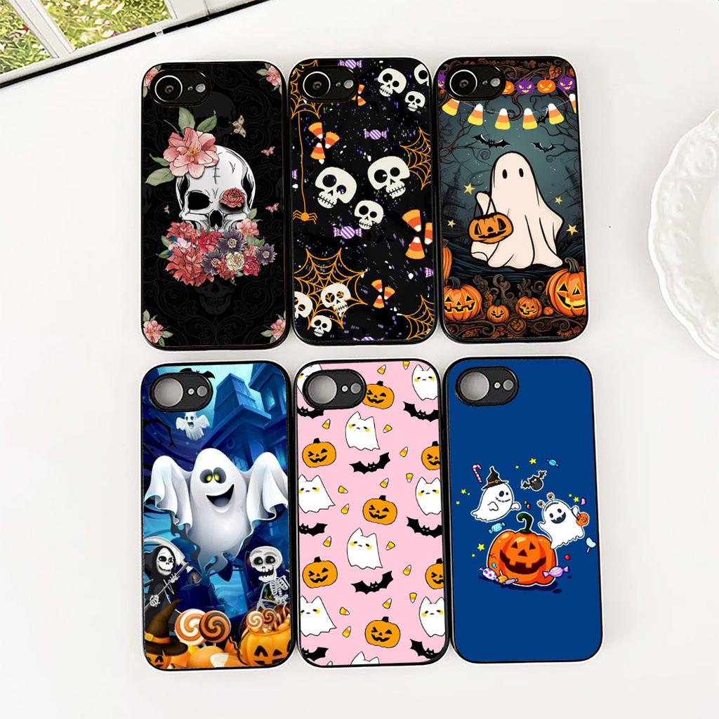 for Samsung Galaxy A35 A36 A55 A26 A05 A06 A14 A50 A51 A53 A54 A12 A13 A23 Phone Case with Little Ghost Halloween Pumpkin Flower