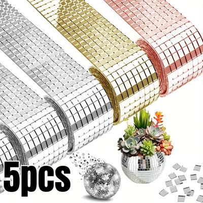 1/5pcs Disco Ball Mirror Sticker Self-Adhesive Handmade Glass Mosaic Set Square Tiles Mirror for DIY Party Decor Collages Craft