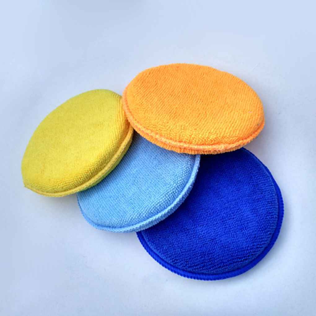 5pcs Car Waxing Polish Sponges Car Detailing Wax Applicator Pads Round Pocket Microfiber Foam Sponges Car Cleaning Tools