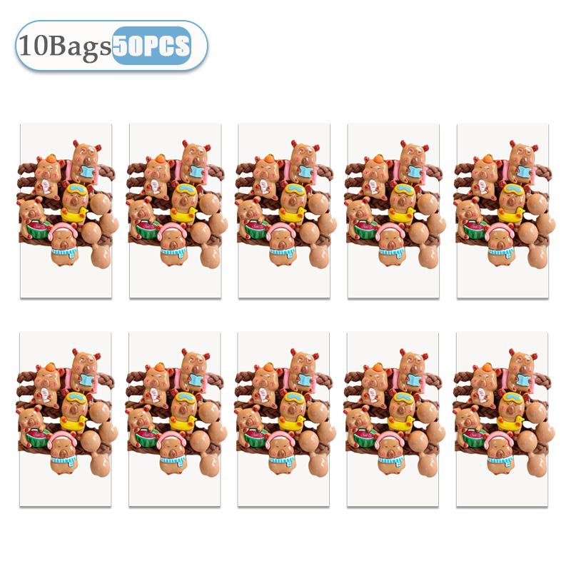 5-50 STKS Maillard Kleur Schattig Puffer Haar Elastiek Hoge Elasticiteit Twists Leer Band Cartoon Kapibara Kralen Hoofdband Haar Accessoires brown