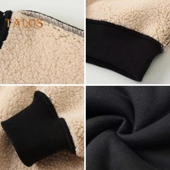 Hanorac de iarnă pentru bărbați, căptușit cu pluș, culoare uni, cu șnur, larg, cu mâneci lungi, top termic cu manșete elastice, hanorac casual de zi cu zi