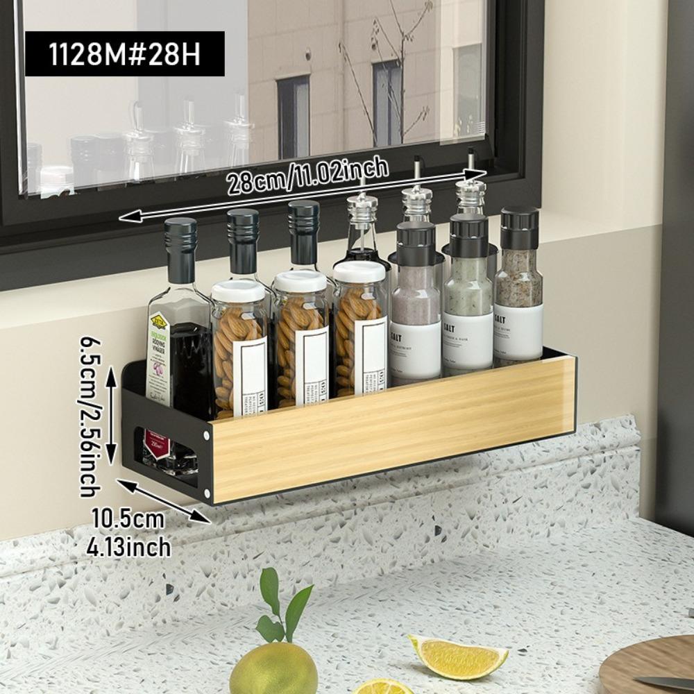 

Large Capacity Spice Storage Rack Wall Mounted Kitchen Organizer Shelf Home 1Pcs (28CM)