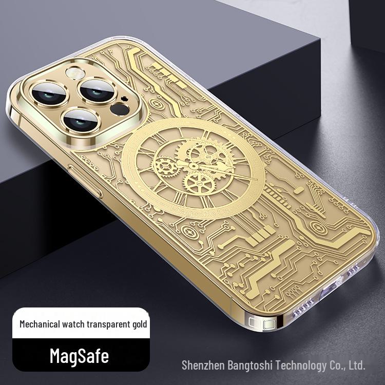 

Чехол для телефона Apple 15 Pro Max Magsafe Magnetic Anti-Fall Phone Case - Cyber Mechanical Technology Sense iPhone 15 Pro золотой