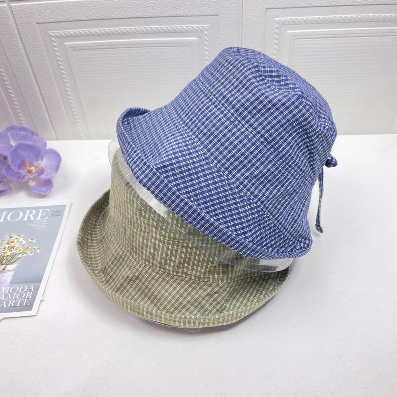 Plaid crimped bucket hat women's summer thin big SURE fresh sun hat versatile fashion show small face