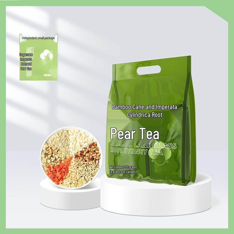 Bamboo Cane & Imperata Pear Tea: Children's Cooling Tea with Sugarcane Sweet Water & Water Chestnut - Fruit Flower Health Drink.