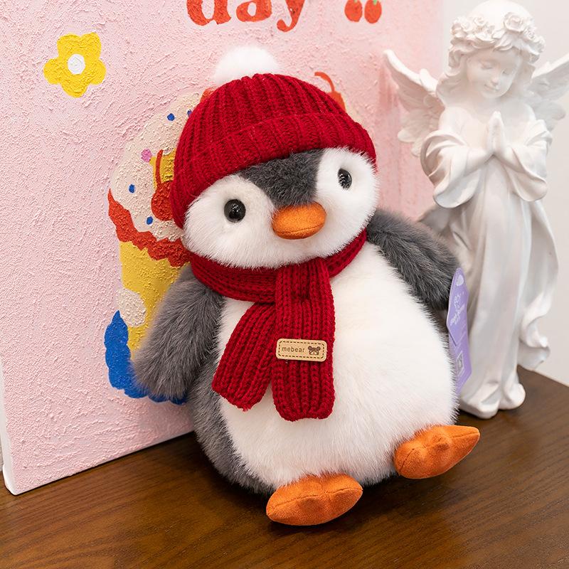 New Xibao Penguin Cute Scarf Hat Birthday Gift Doll Plush Toy 8-inch Clip Cell Phoenix