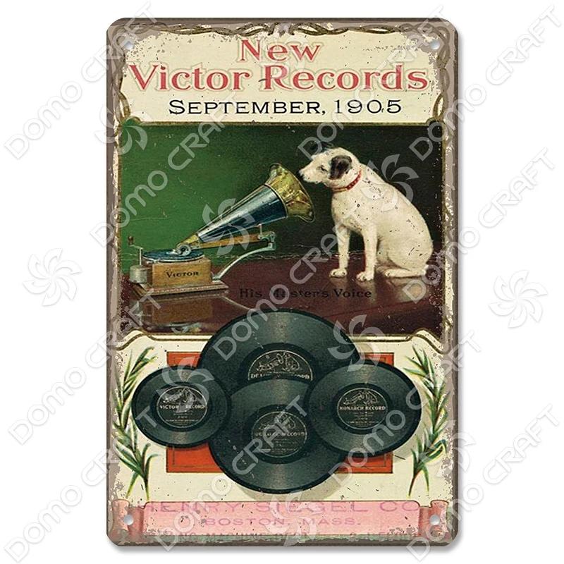 Retro Plakat Muzyczny Metalowe Tabliczki Blaszane Płyta Winylowa Fonograf Metalowa Plakietka Dekoracja Ścienna Vintage do Kawiarni Baru Pubu Salonu Domu