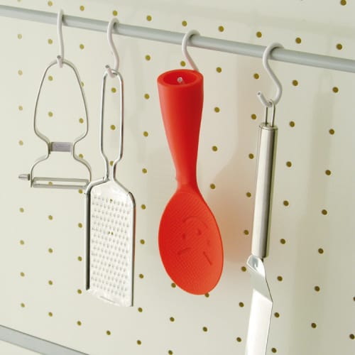 Akebono Sangyo Rice Paddle, Orange, Made in Japan, Wide Base, Self-Standing for Hygiene, Double-Embossed Surface for Non-Stick Rice, PM-903, 201 x 65