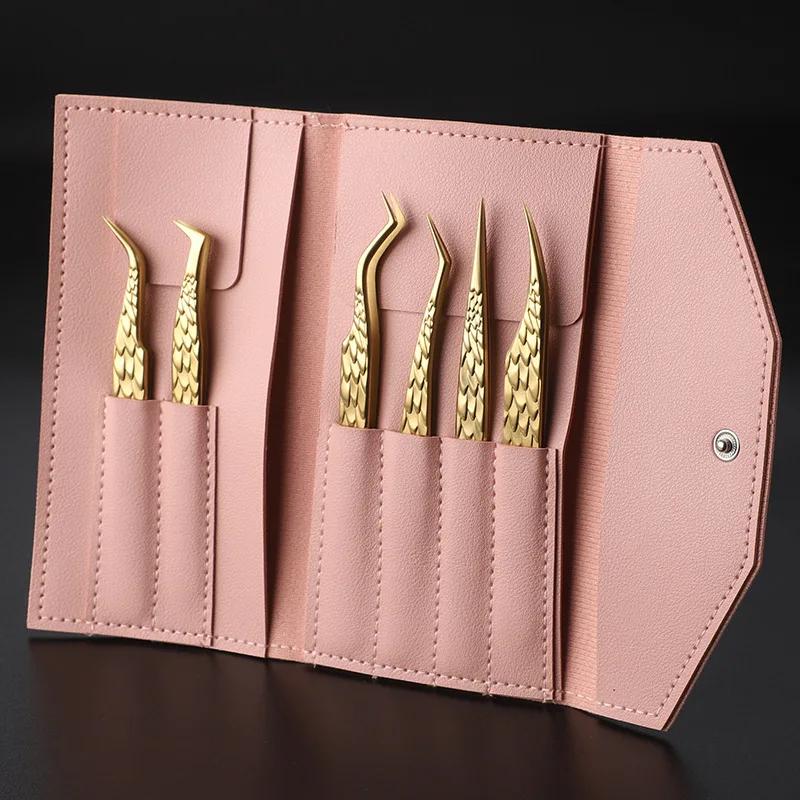 6Pcs False Eyelash Tweezers Set for Fake Lashes Extensions Planting Eyebrow Clip Eyelashes Tongs Makeup Nail Art Tools Kit