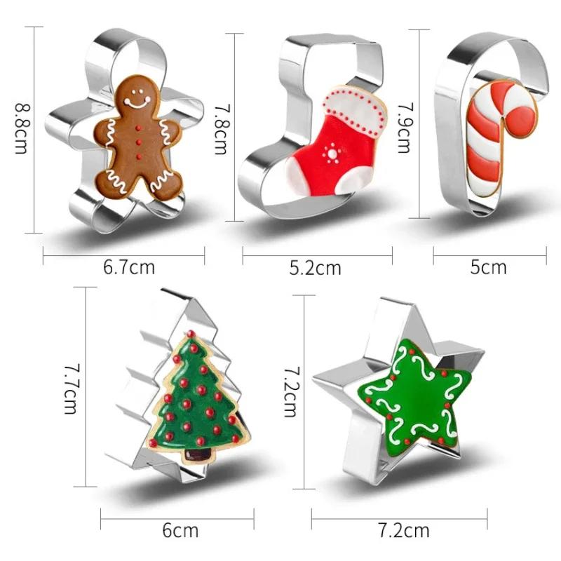 5Pcs/set Christmas Cookie Mold Gingerbread Xmas Tree Mold Stainless Steel Cookie Mold DIY Baking Tool Christmas Cake Decor