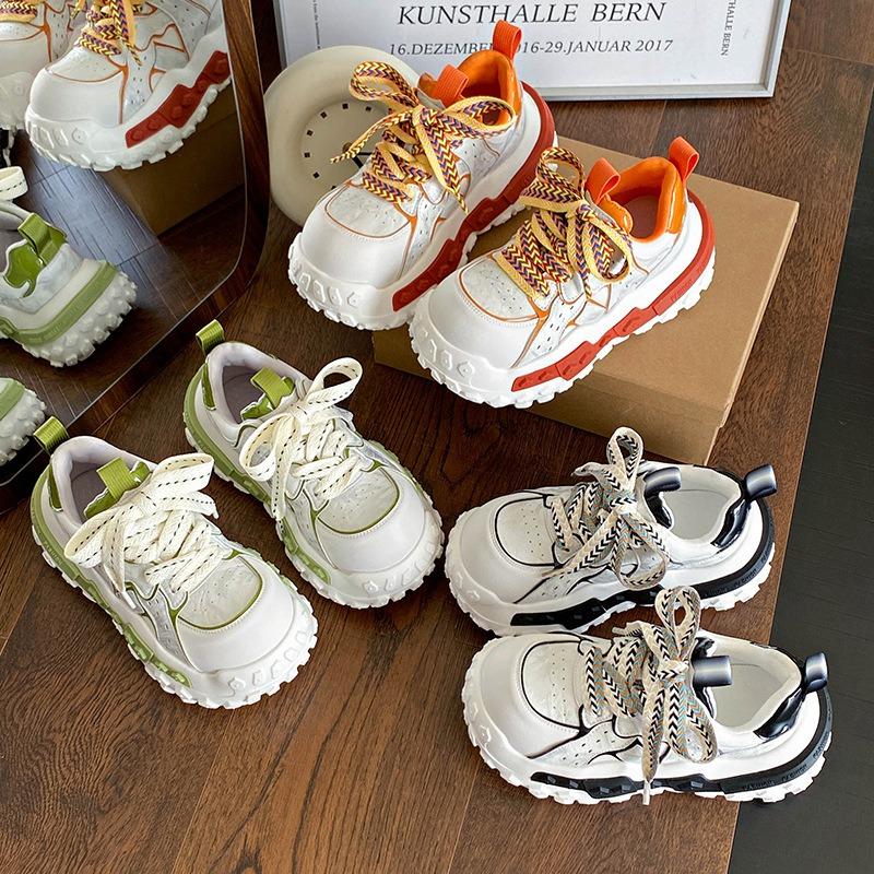 Spring new contrasting color platform dad shoes women's casual sports shoes platform muffin shoes versatile outdoor trendy shoes
