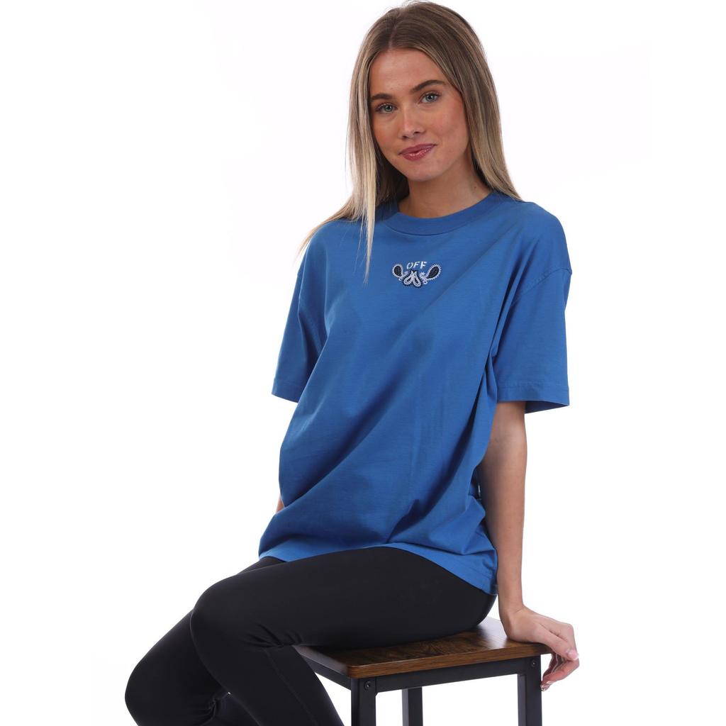 Off White Womens/Ladies Bandana Embroidered Casual T-Shirt