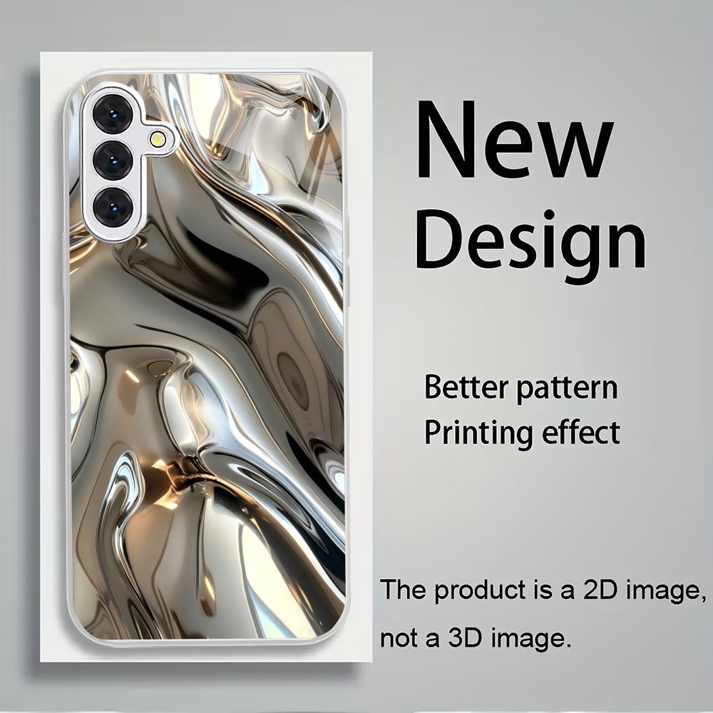 Metal Flow Dynamic Glass Phone Case Suitable for Samsung Galaxy S26 S25 S24 S23 S22 S20 FE/Ultra/Plus Anti Drop Back Cover