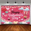 2D Sweet Pink Valentine's Day Banner with Teddy Bears and Balloons