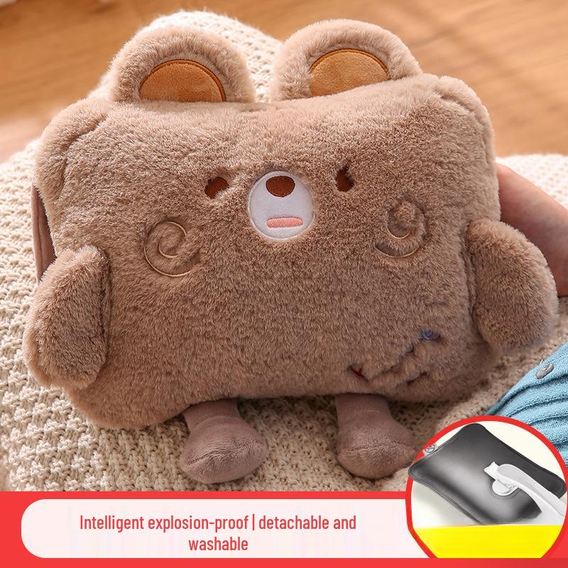 Rechargeable Plush Hot Water Bottle Hand Warmer - Cute Explosion-Proof Design for Baby Girls, Winter Use.