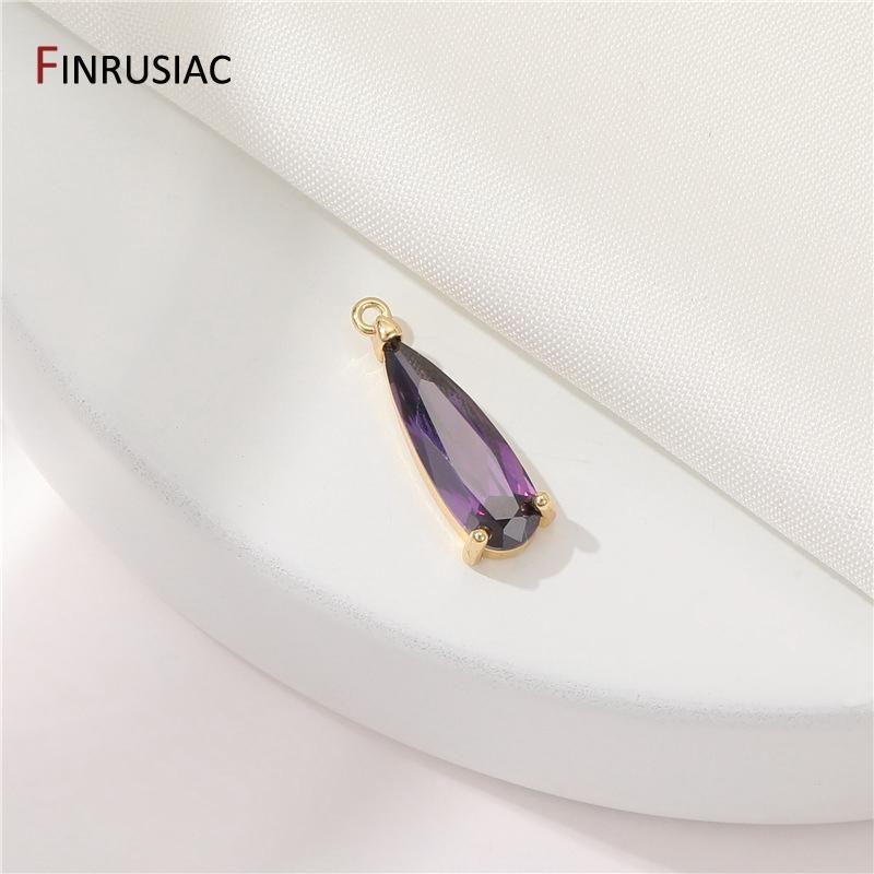 DIY Pendant Necklace Making Accessories 14K Gold Plated Brass Zircon Geometric Charms For Women Jewelry Making Supplies