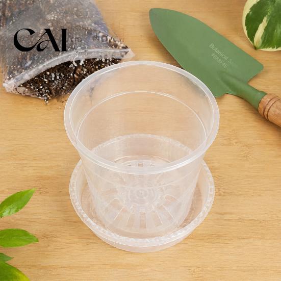 Orchid Pots with Ventilation Holes Clear Plastic Pot Saucer, Plant Lightweight Seedings Starting Trays Drainage Holes, Ventilated Flower for