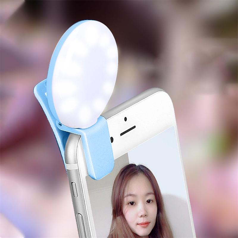 Adjustable 3-level Light Mini Selfie Ring LED Fill Light Clip on Cellphone Laptop Lamp Ringlight Photography Phone Accessories