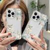 Delicate White Floral Green Leaves Phone Case for iPhone 17 16 15 14 13 12 11 16E Series Pro Max Plus Double Layer Protection