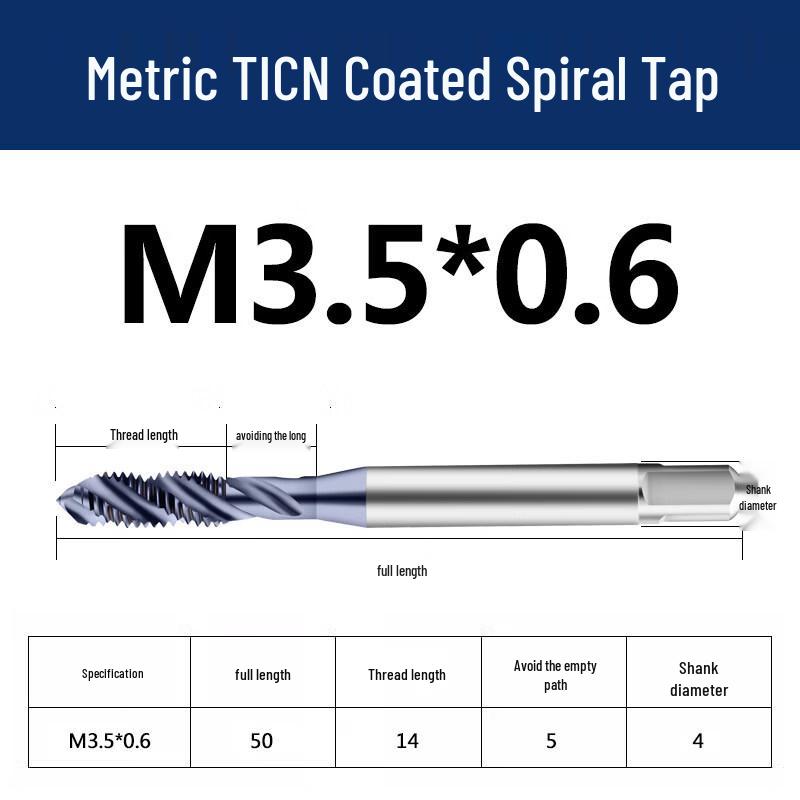Jundingying M3.5x0.6 TICN Spiral Flute Tap