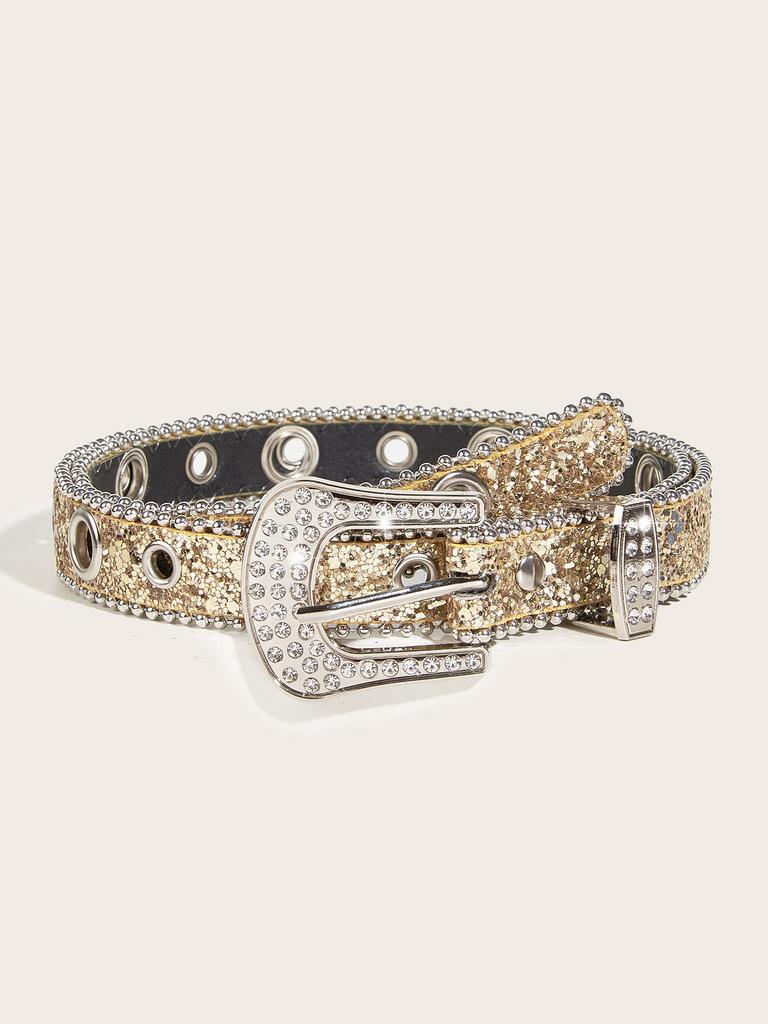 Spice Girl Belt Female Tide Eye Shiny Style Western Rhinestone Buckle Wide Belt Waist Chain