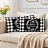 Plaid 12X20 Throw Pillow Covers Black and White Soft Throw Pillows for Couch, Sweet Home Decorative Couch Pillow Covers for Bedroom Living Room,