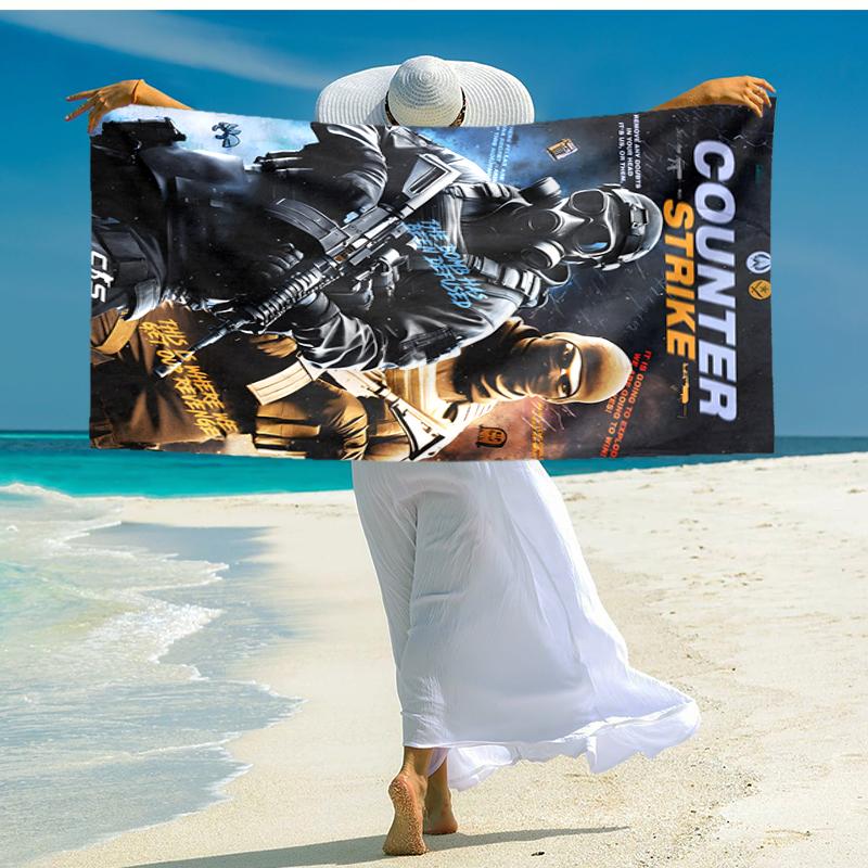1pc CS Beach Towel, Comfortable and Thick, and Swimming/Bath/Picnic/Camping Towel, Suitable for Seaside Beaches