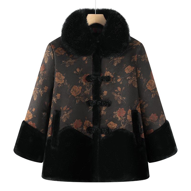 

Grandma s Stylish Winter Cotton Jacket: Trendy High-End Plus Velvet Thickened Coat for Middle-Aged and Elderly Women 5XL чёрный