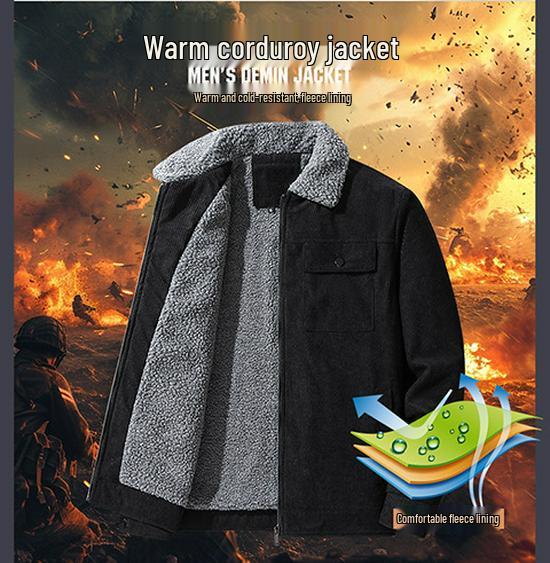 Men's Lambswool-Lined Corduroy Jacket: Cross-Border Fashion for Autumn/Winter