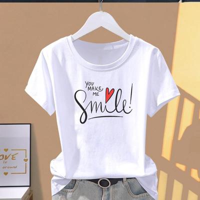 (Asian Size) Graphic Tee T Shirt Clothing Letter Lovely Style 90s Lady Casual Fashion Print Female Casual Women's Top Short Sleeve T-shirts