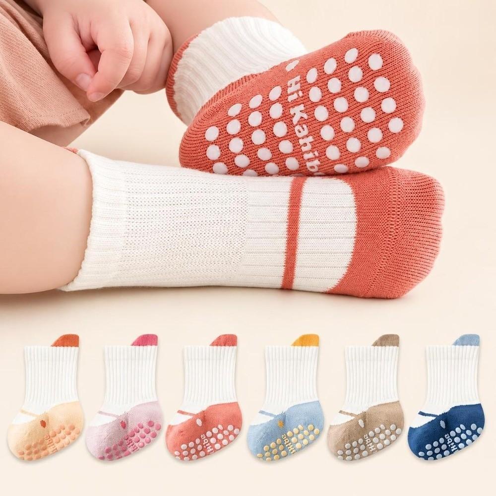 3 Pairs Soft Cotton Anti-Slip Socks Non-Slip Infant Walking Socks Kids Crawling Socks  For Newborn