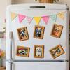 Artistic Dog Themed Refrigerator Magnets Natural Wood Frame Fridge Magnets for Kitchen Decoration