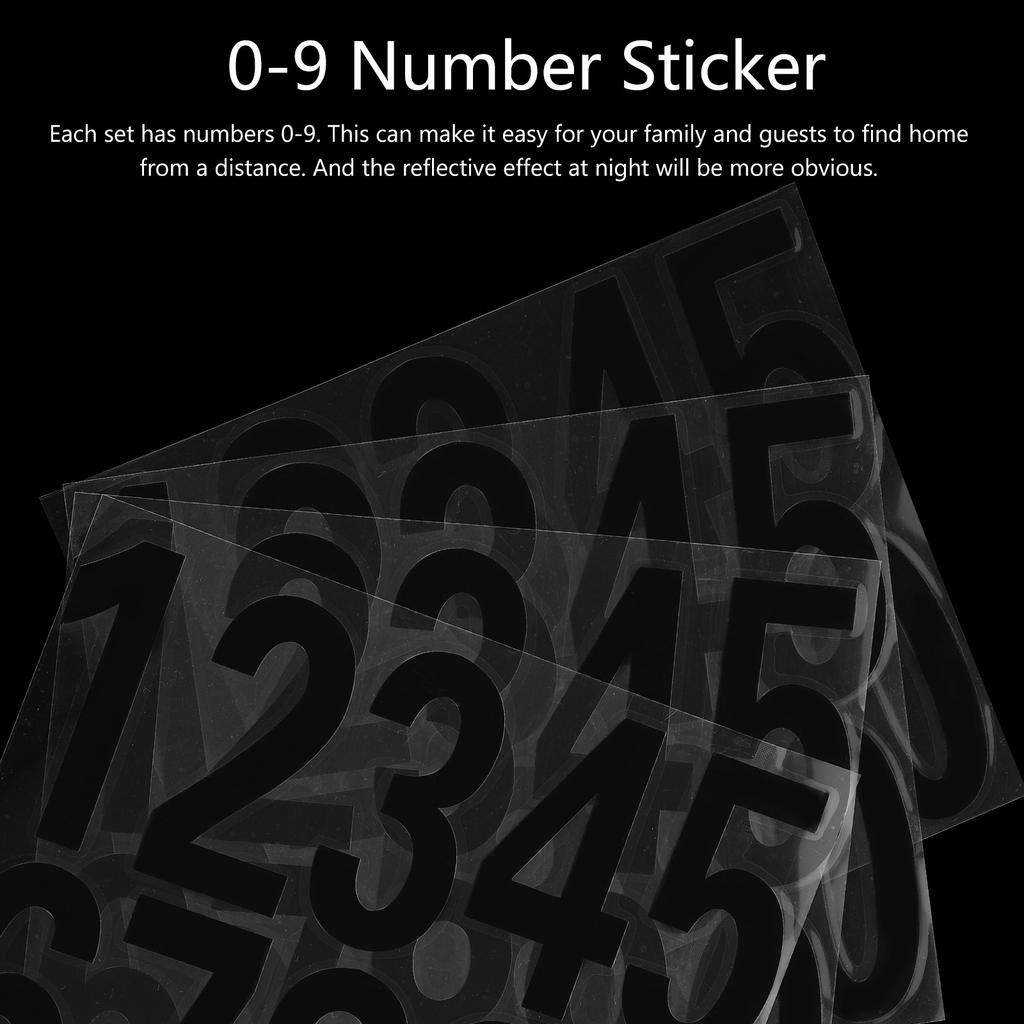 4Sets Number Reflective Sticker Decal Waterproof Pet for Mailbox Door Window Car Address Number Alert Safety Label