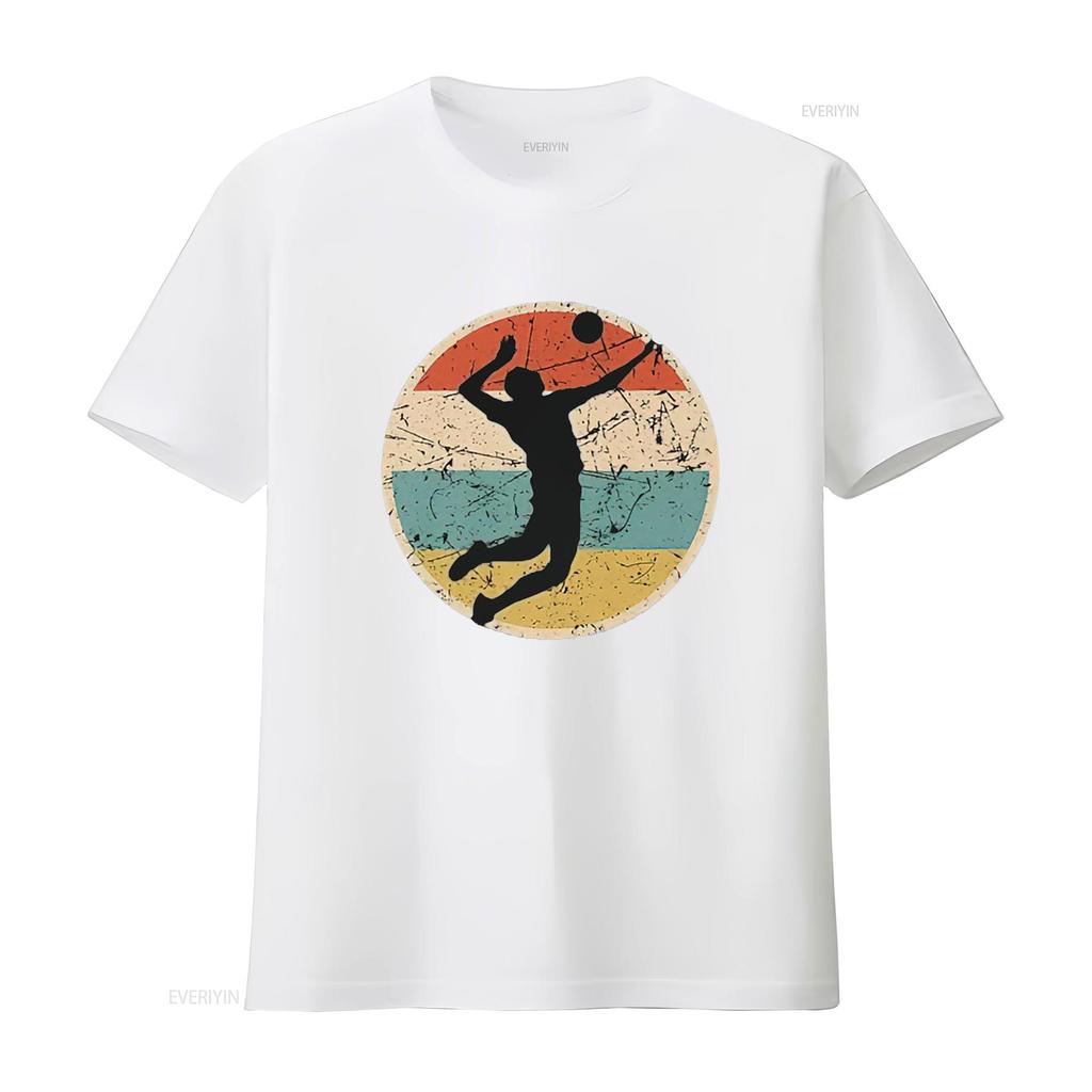 Mens Volleyball Player Team Fun Retro Vintage Colors Cool T Shirt Black M Vintage Washed Slightly Fashion Unisex Graphic Homme