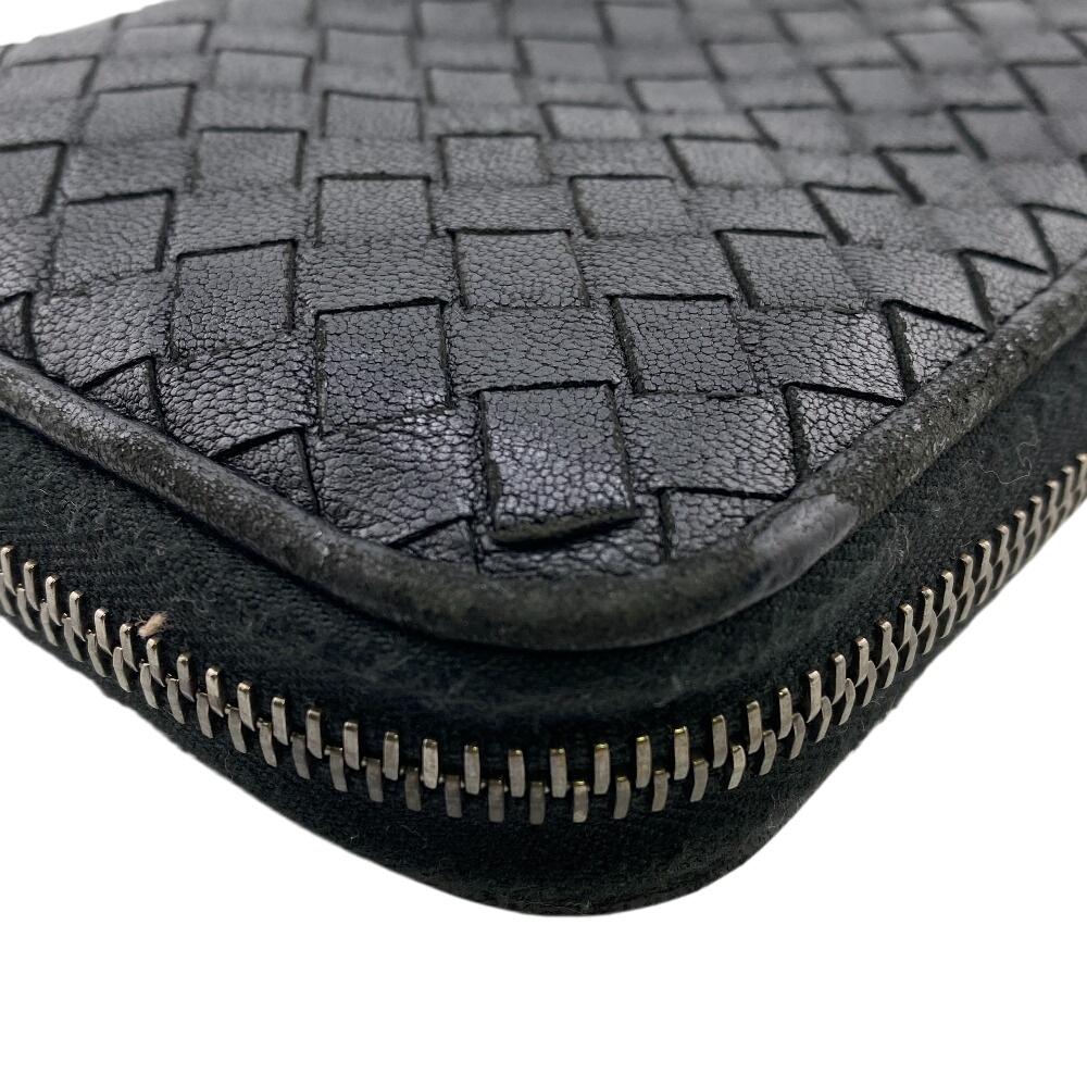 BOTTEGAVENETA Zip Around INTRECCIATO leather Purse black leather mens Used