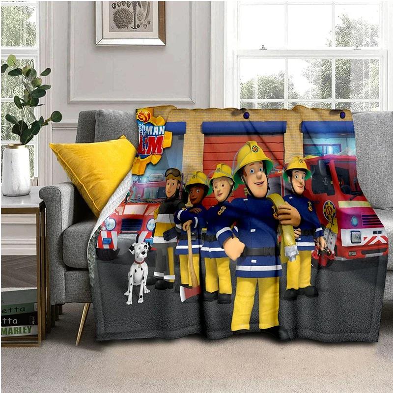 Fireman Sam Throws Blankets Kids Super Soft Warm Cartoon Flannel Blanket for Travel Bedding Couch Sofa Bed Blanket For Gifts