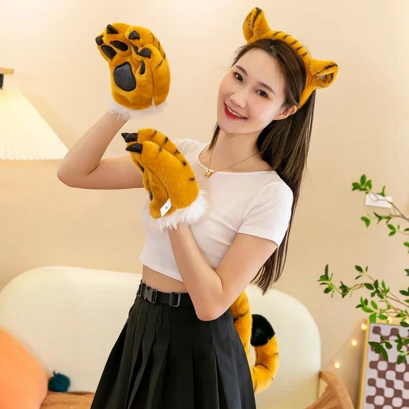 Tiger Beautiful Appendage Claws Giraffe Plushie Figure White Tiger Hair Band Gloves Show Props Gloves Level Zoo Present