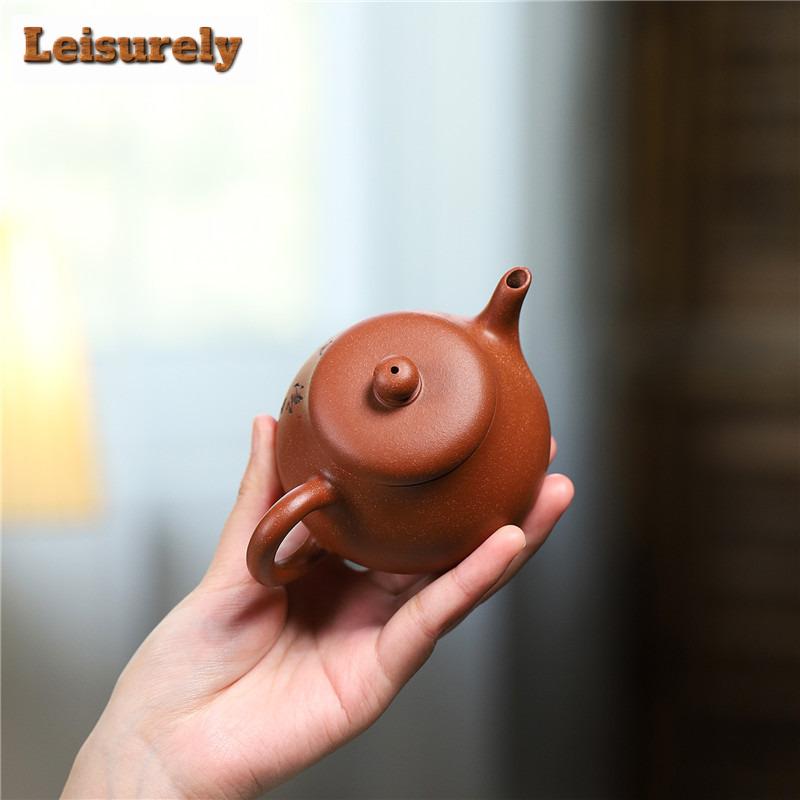 200ml Handmade Yixing Purple Clay Teapots Handmade Autumn Water Pot Raw Ore Downhill Mud Kettle With Filter Zisha Teaset Teaware
