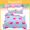 Cartoon Kids 3d Crown Pig Duvet Cover Pillowcase Single Double Bedding Set