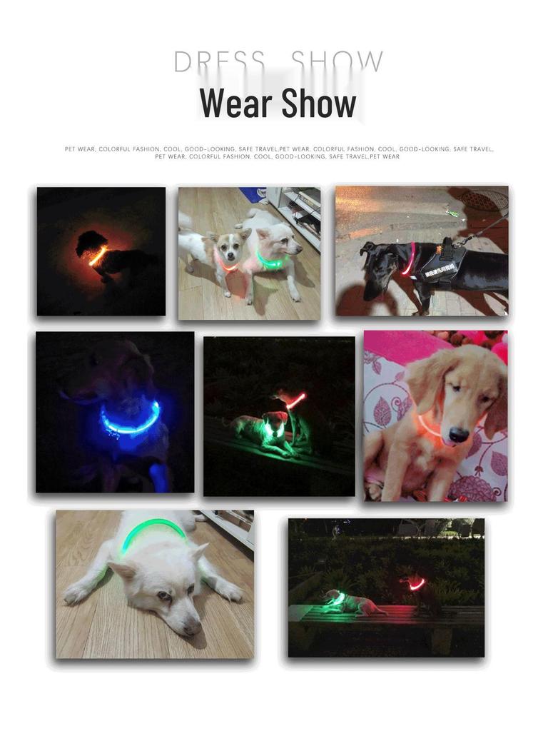 Helle Transparente PU Leuchtendes Hundehalsband für die Nacht