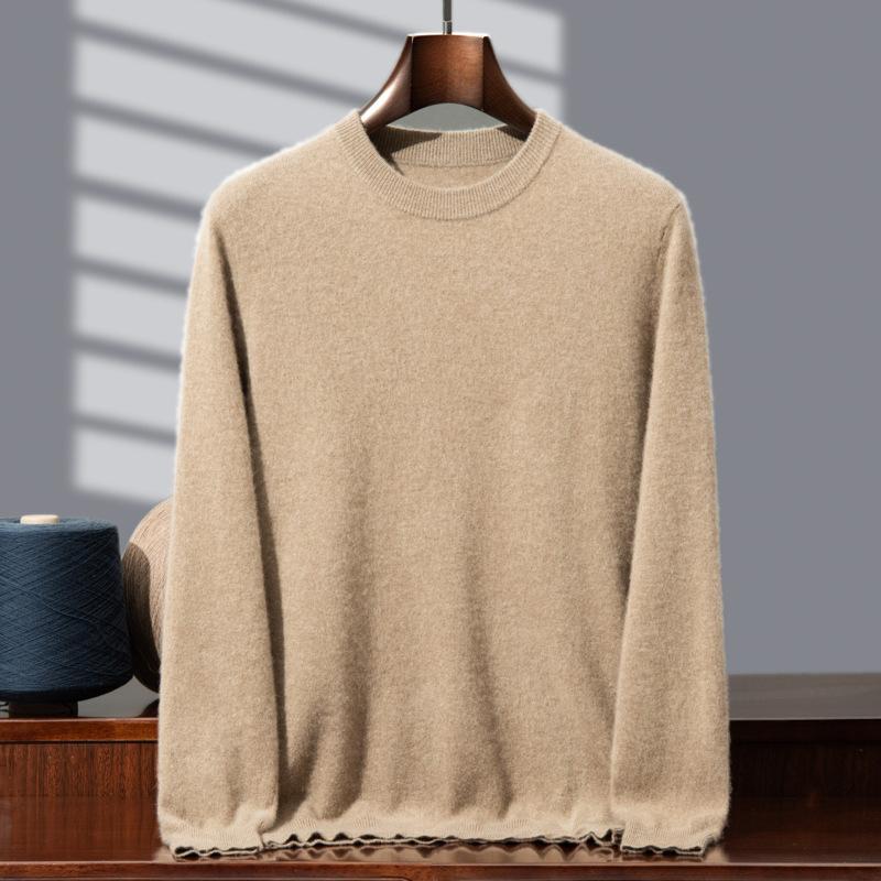 Light luxury baby feeling~ 100% pure cashmere shirt round neck pullover sweater with knitted sweater inside