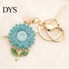 Enamel Keychain Charm Pendant Rhinestones Inlaid Sunflower Design Key Rhinestone Chain with Anti-Oxidation Lobster Clasp Backpacks Accessory