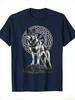 Unisex Pure Cotton Viking Wolf Celtic Knotwork Norse Mythology Tshirt Black Casual Tee For Hiking Outdoor Activities Gym