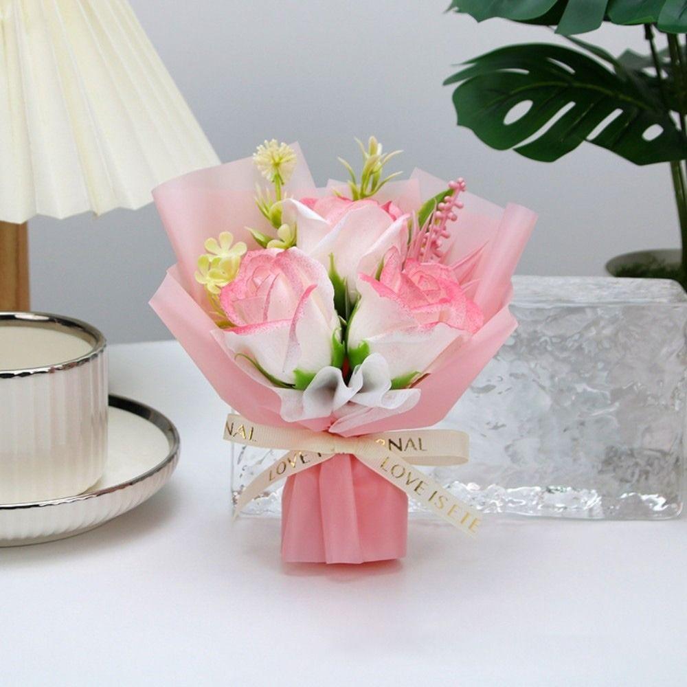 Finished Fake Flower Soap Rose Flower Bouquet Good Wishes Forever Gift Graduation Bouquet Artificial Rose Flower Bouquet