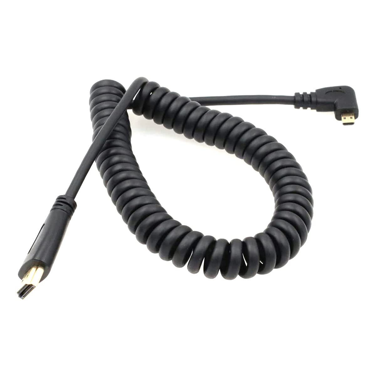 

SZRMCC Micro HDMI to HDMI Coiled Cable for DSLR ATOMOS Monitors Right-Angled High-Speed Tablets, Canon, Sony, Cameras, (Right Angled)