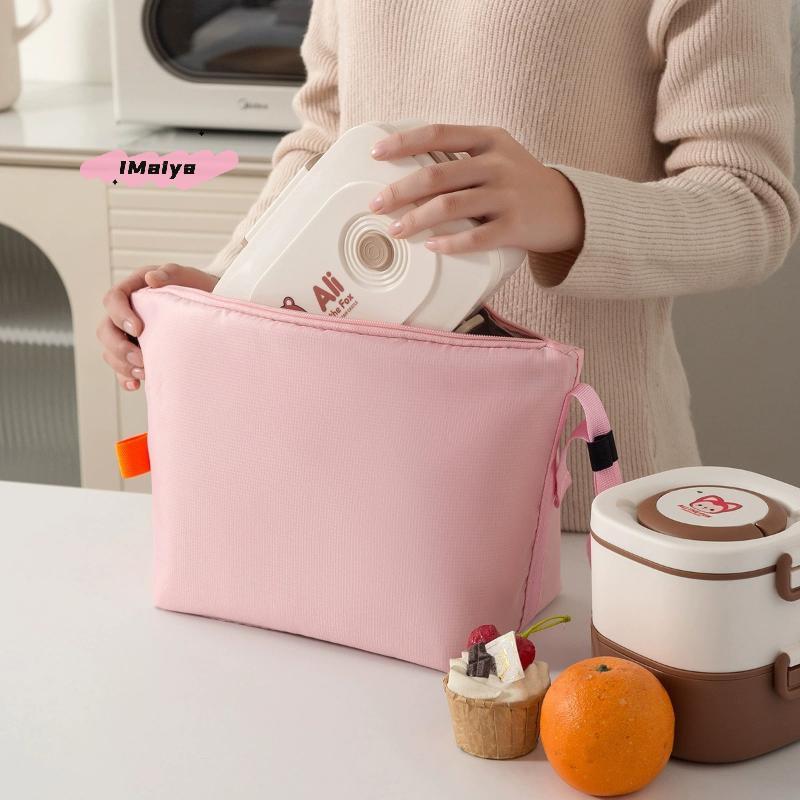 M-1Pc Insulated Lunch Bag Solid Color Aluminum Foil Rice Bag Meal Pack Ice Pack Portable Dinner Picnic Food Storage Handbag