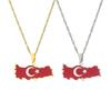 Retro Drip Oil Türkei Karte Edelstahl Halskette - Geometrischer Anhänger Schlüsselbeinkette Schmuck
