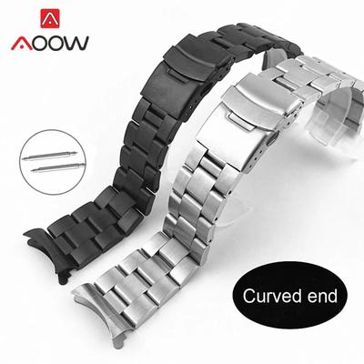 20mm 22mm Paslanmaz Çelik Katı Mat Kayış Saat Kayışı Erkek Kadın Evrensel Metal Kavisli Uç Dalış Bilekliği Bant Aksesuarları